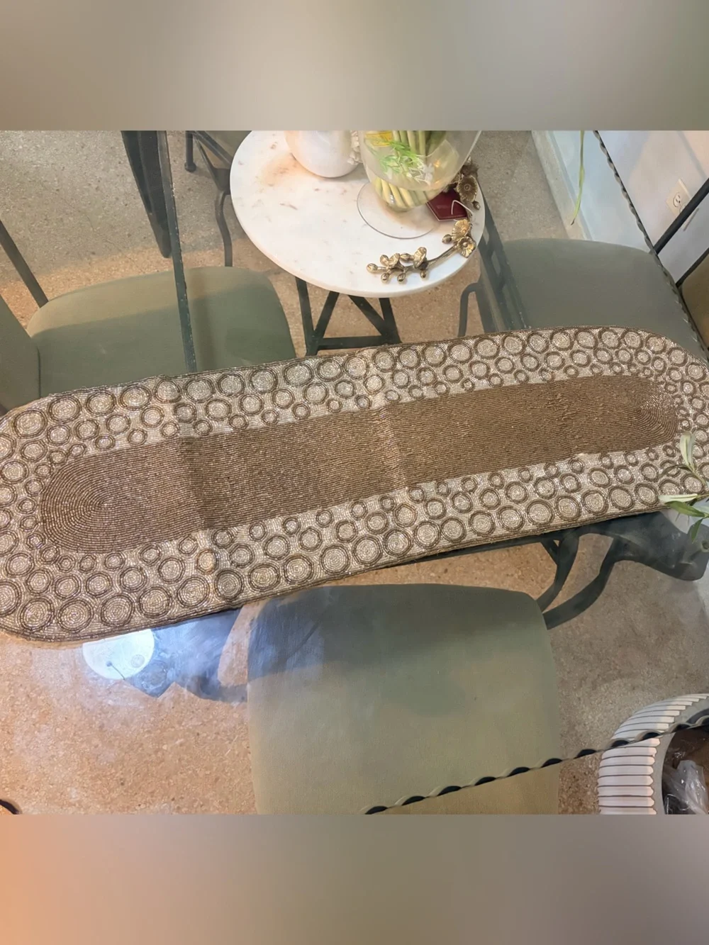 Rachel Zoe Brown and Cream Woven Table Runner